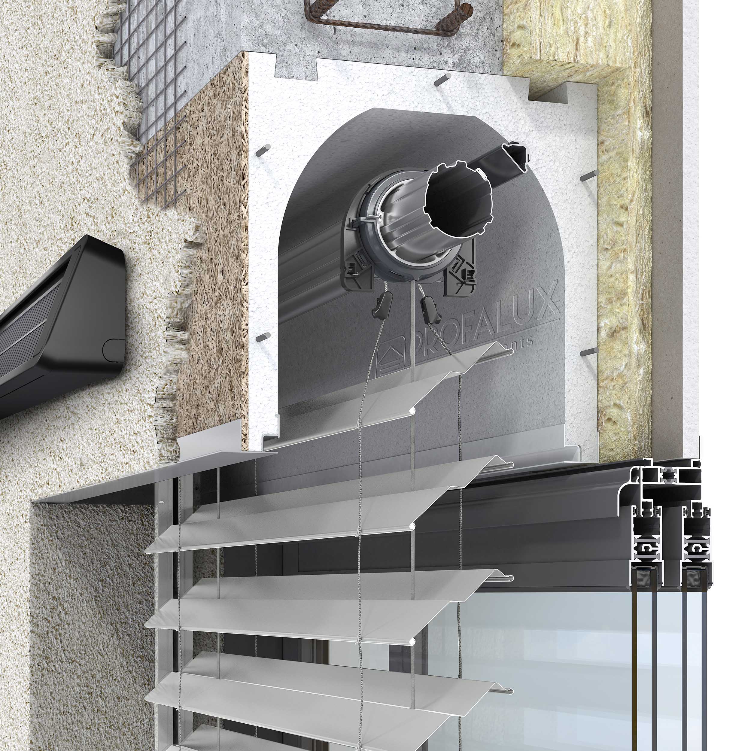 Brise-soleil orientable coffre tunnel toiture Alsace